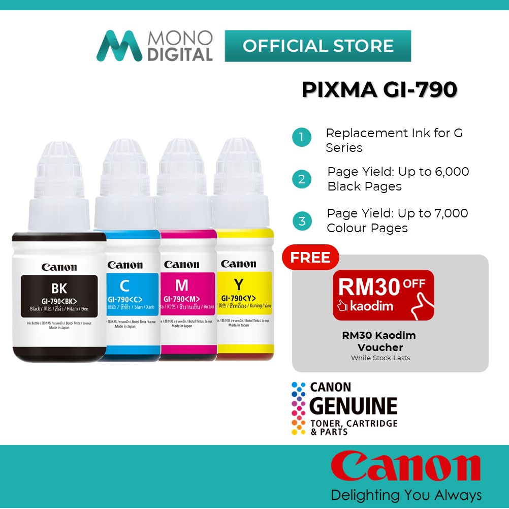 Canon Pixma Gi 790 Gi790 Colour Refill Ink Cartridge Ink Bottle Gi 790 For Canon Printer G4010 G3010 G3000 G10 G1010 G1000 Shopee Malaysia