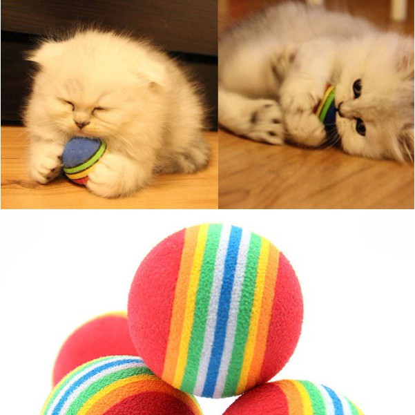 Quality Versatile 1 pc Pet Cat Dog Kitten Soft Foam Rainbow Play Balls Toys Funny Must - Image 2