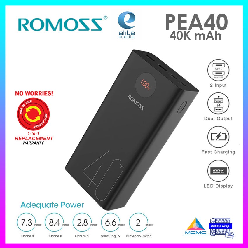 Портативный аккумулятор romoss pea40