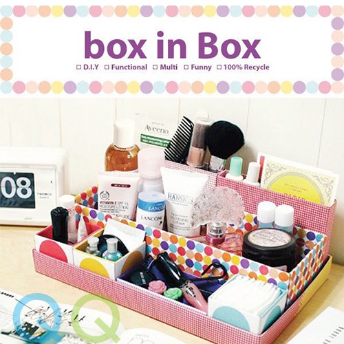 Qq Creative Diy Cardboard Desk Makeup Stationery Organizer Storage