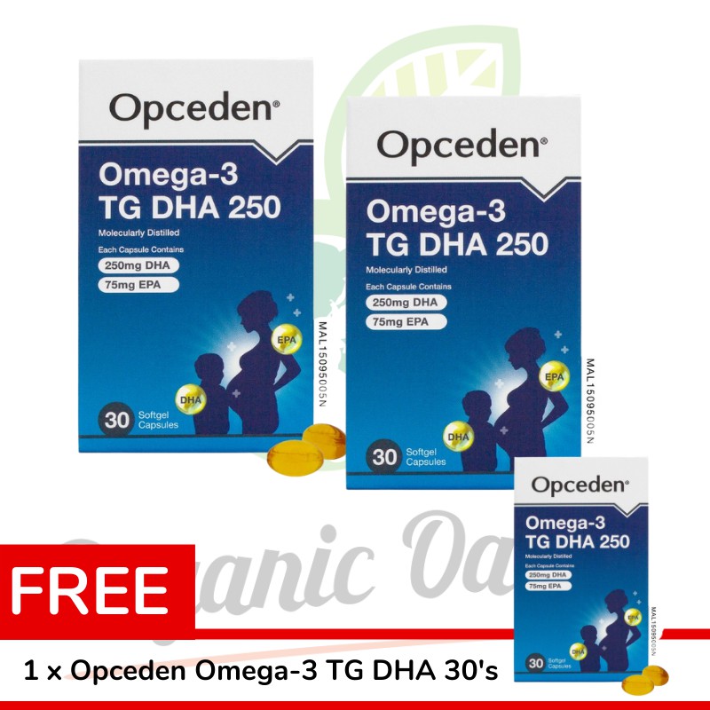Opceden Omega3 TG DHA 250 30 softgels x 500gm (Buy 2 Free 1) EXP 01/