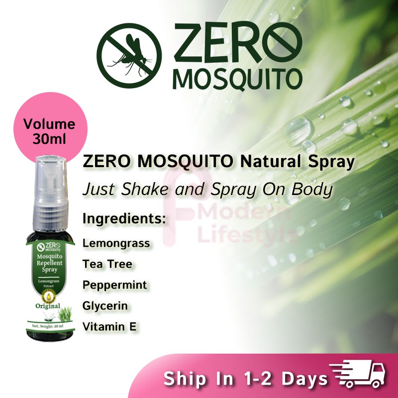 Lemongrass Natural Mosquito Repellent Spray Kids Safe Aromatherapy Groceries & Pets [ZERO MOSQUITO]