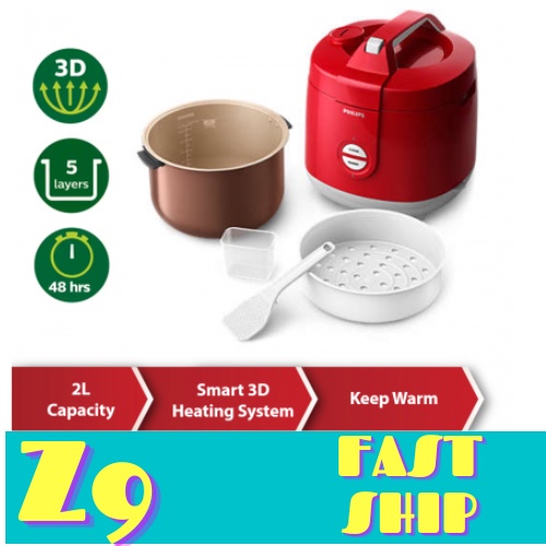PHILIPS Collection Rice Cooker Rice Capacity 2.0L (HD3129) Shopee