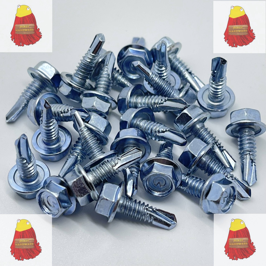 10 x 5/8 Awning Screws (Skru Besi) Hex Head Self Drilling Screws