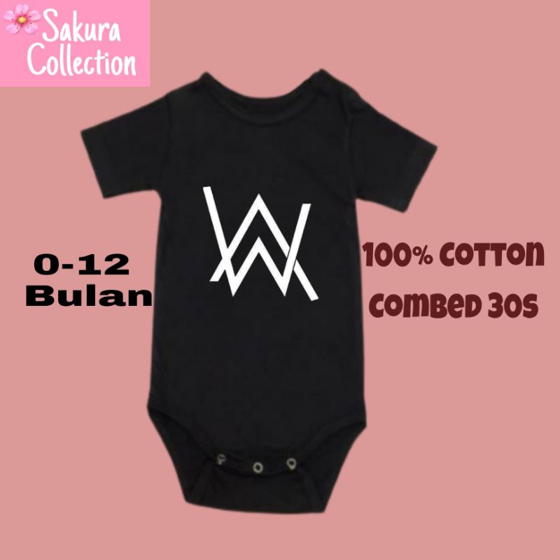 Baby kids short jumper t-shirt viral logo writing Band ALAN WALKER cute rock pop music ages 0 1 2 3 4 5 6 7 8 9 10 11 12 months to 1 year cool jumpsuit babysuit romper Bodysuit little boy girl unisex comfortable soft