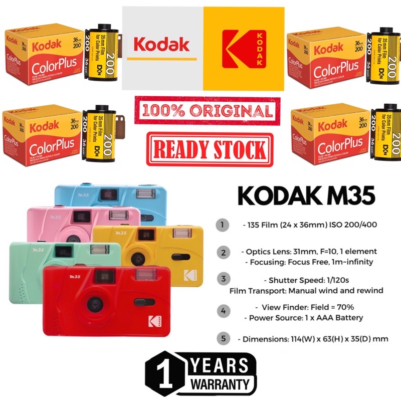 Kodak M35 point and shot film camera with flash Shopee Malaysia