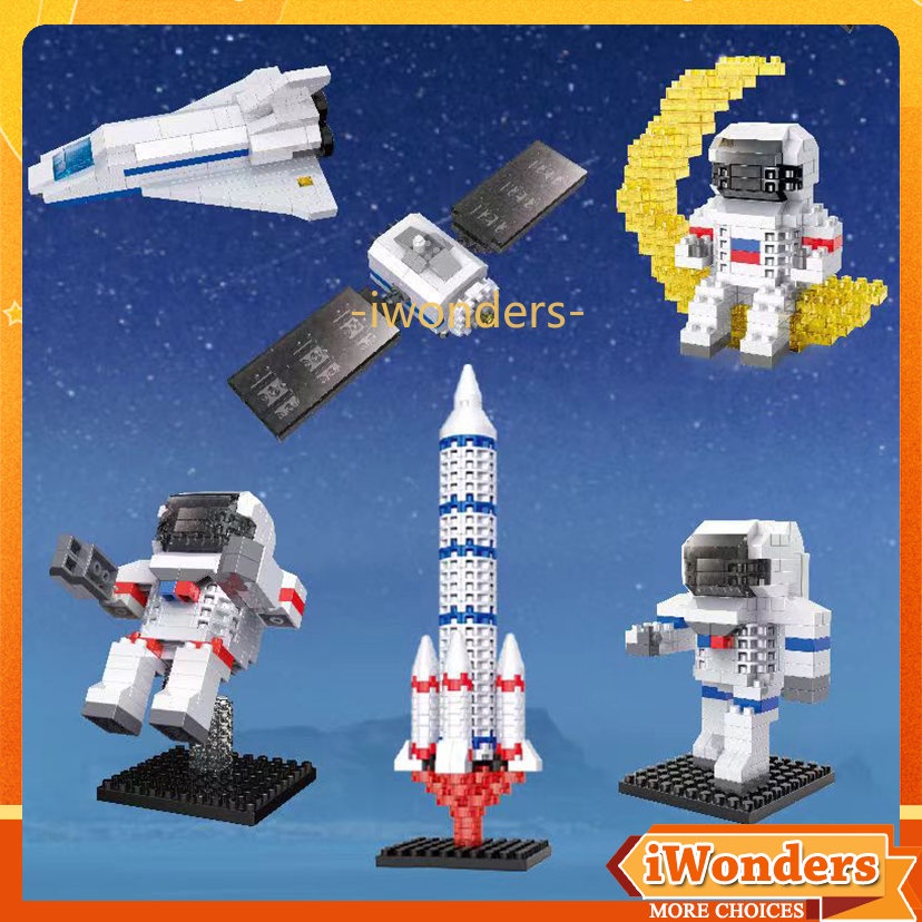 Nano Blocks Astronaut Space Rocket Building Blocks Deep Space Probe Child Educational Puzzle Toys Gifts