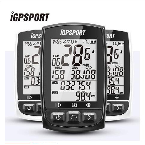 iGS50E Cycle Computer Odometer with Large Screen White Tracker with Speed and Cadence Sensor and Heart Rate Sensors iGPSPORT GPS Bike Computer Wireless Bluetooth Ant 
