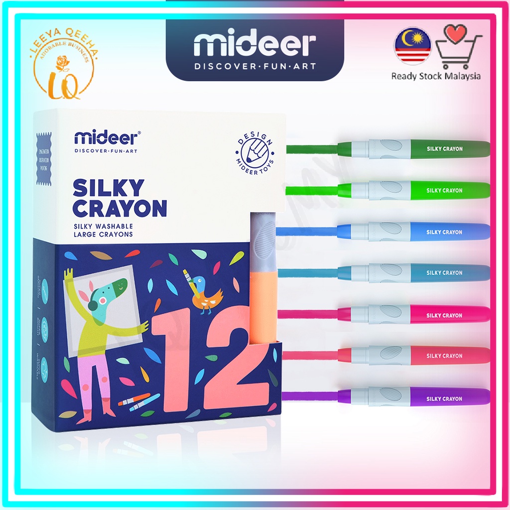 MIDEER Art & Craft Series Washable Silky Crayon (12 Colors) Siri Seni ...