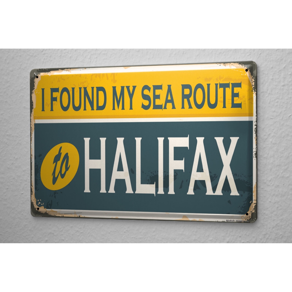 Tin Sign Travel Kitchen Halifax Canada Vintage Wall Art Retro Home