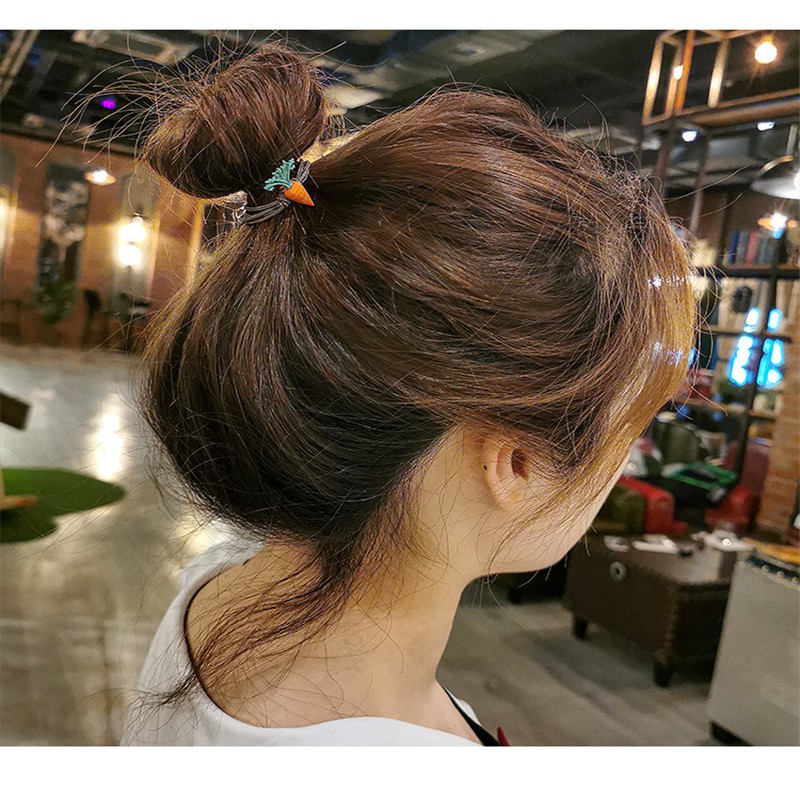 Super Cute Mini Carrot Vegetable Hair Rope Elastic Women Ponytail