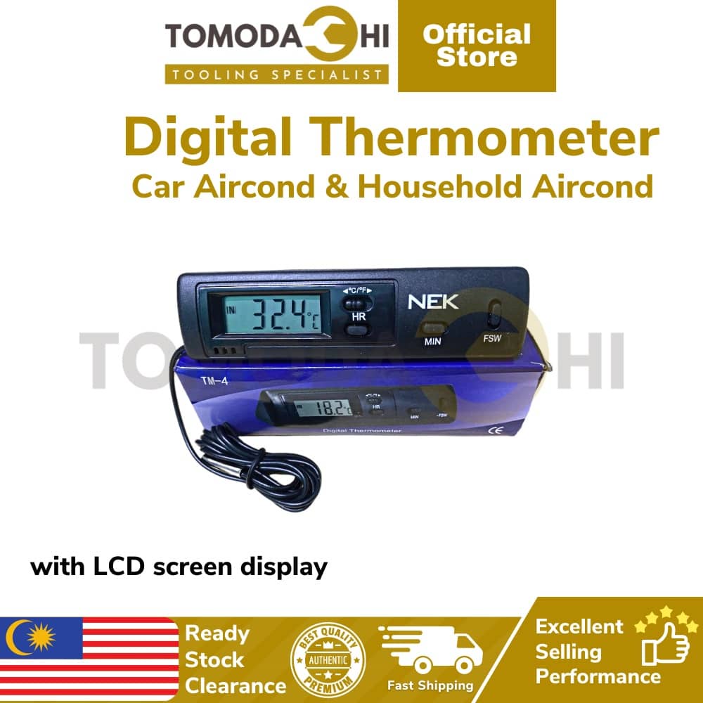 TOMODACHI Car Aircond Parts Digital Thermometer Temperature Meter AC Car Household LCD Screen Display Pengukur Suhu Ekon