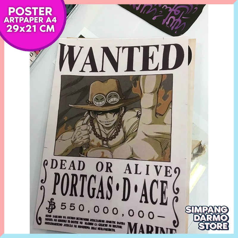 One Piece Poster Fugitive Ace D Monkey Pirate Marine Wanted Bounty Latest Straw Hat Shopee Malaysia