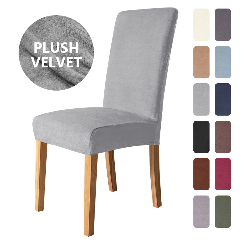 Plush Velvet Dining Chair Cover Spandex, Velvet Dining Room Chair Slipcovers
