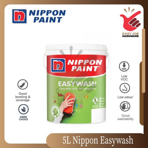 Nippon 5L Easy Wash 145 White Interior Wall Water Base Dinding Rumah ...