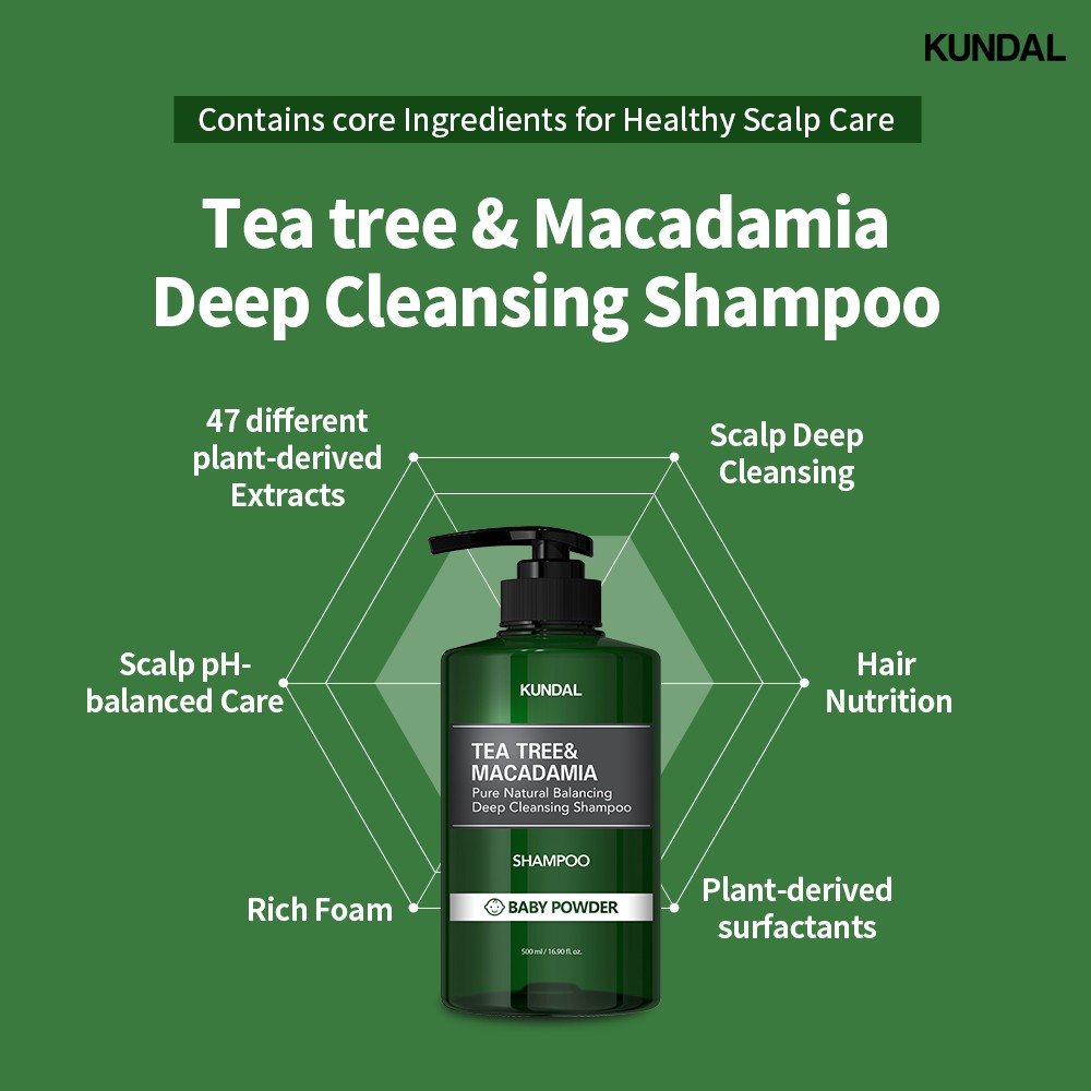 KUNDAL] Tea Tree & Macadamia Deep Cleansing Shampoo 500ml | Shopee Malaysia