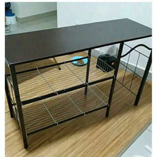 Office Study Maple Desk Table With 3 Tier Book Shelf 