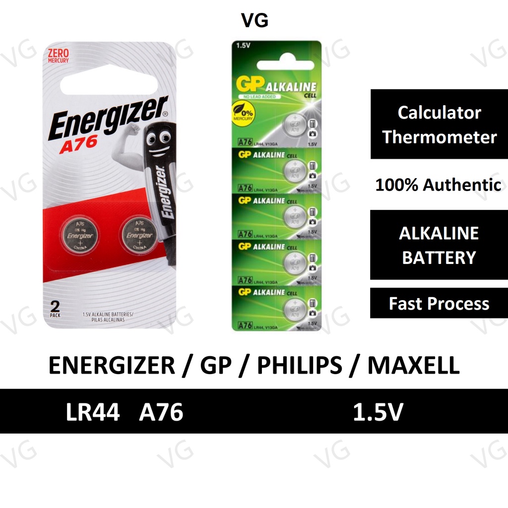 [100 ORIGINAL] A76 Battery LR44 Battery 1.5V alkaline Coin Cell