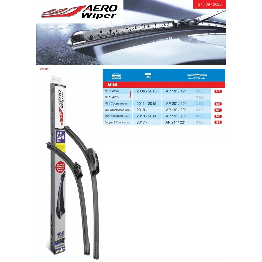 AERO WIPER MINI COOPER R56 R57 R58 R60 R61 COUNTRYMAN PACEMAN S window