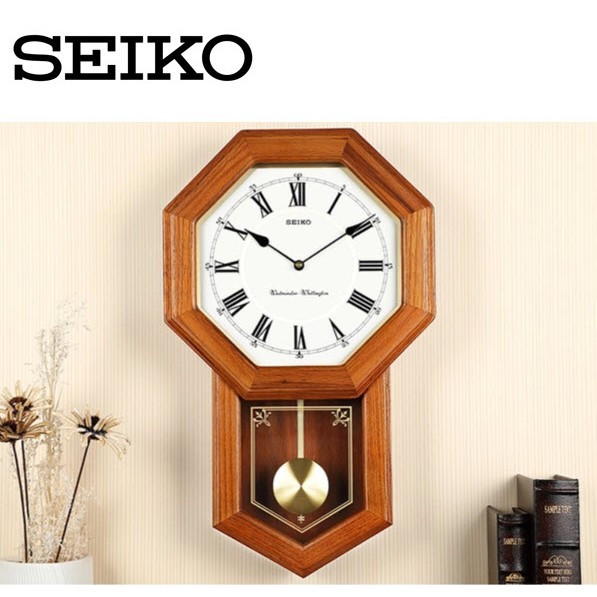 100 ORIGINAL SEIKO Dual Chime Pendulum Wooden Wall Clock QXH110