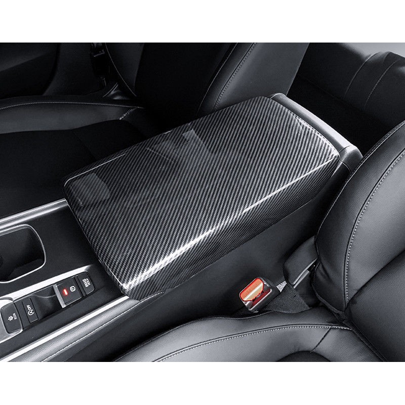 Carbon Fiber Look Interior Armrest Storage Box Cover Trim For Honda Accord 18 19