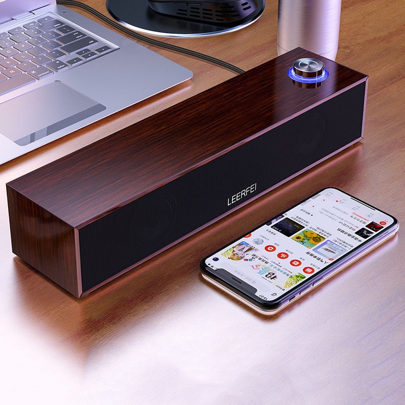 Home Theater Speaker Computer Subwoofer Echo Wall Soundbar Desktop Wooden Soundbox HiFi Stereo Card Music Center