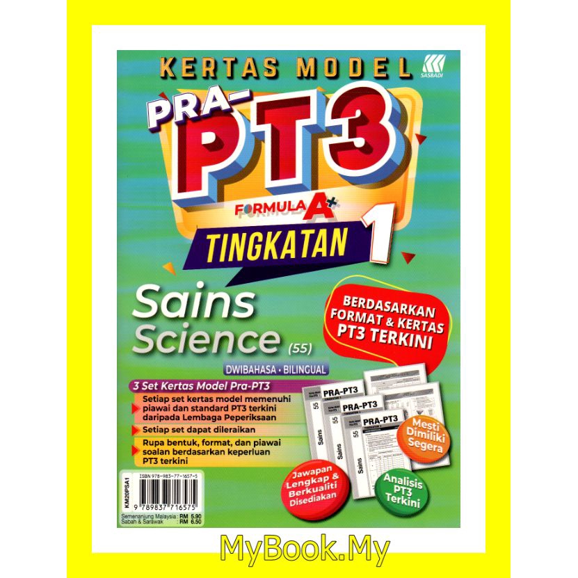 Myb Buku Latihan Kertas Model Pra Pt3 Tingkatan 1 Science Sains Dwibahasa Sasbadi Shopee Malaysia