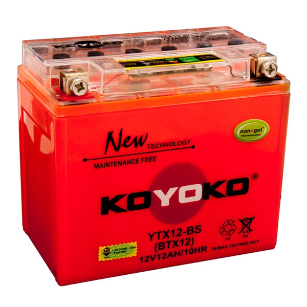 YTX12-BS YTX12 Original KOYOKO Gel G2 Battery Bateri Kawasaki ER6