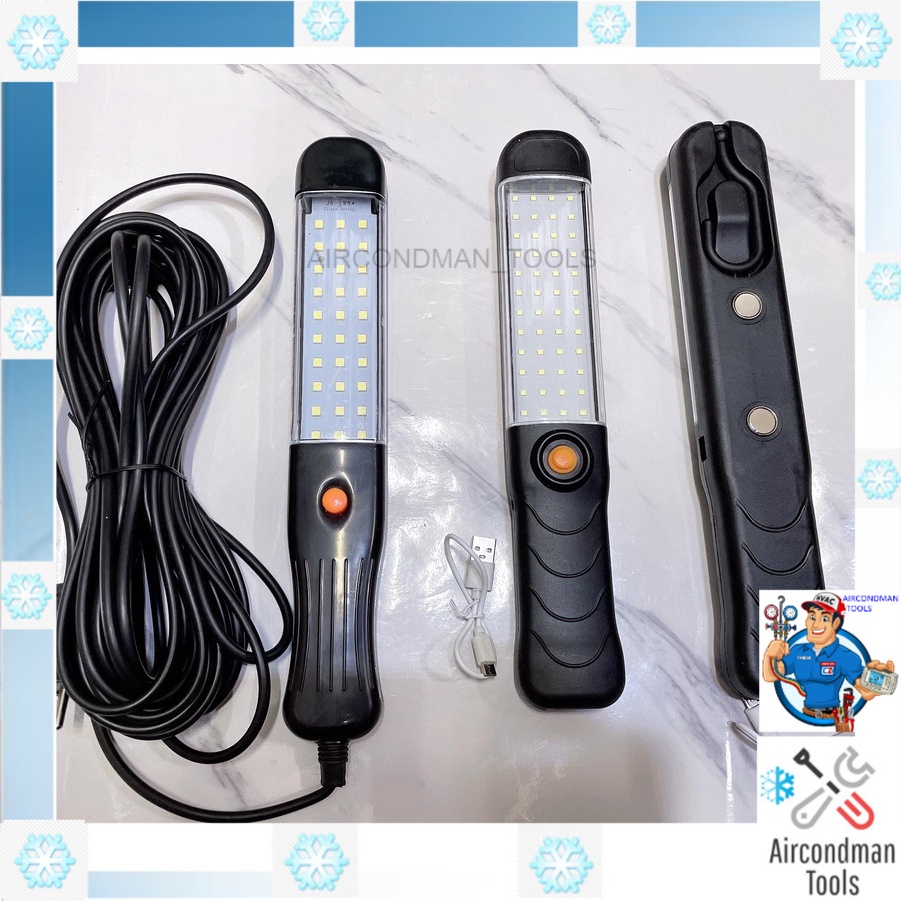 PORTABLE led chargeable working man light workshop light led lamp wired 10 meter / battery 100w 130w lampu kerja pekerja