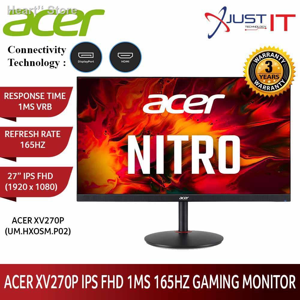 ﹉▽Acer Nitro XV270P / XV270 P 27" FHD IPS 165Hz 0.5MS G-Sync-Compatible/Freesync HDR10 Gaming Monitor