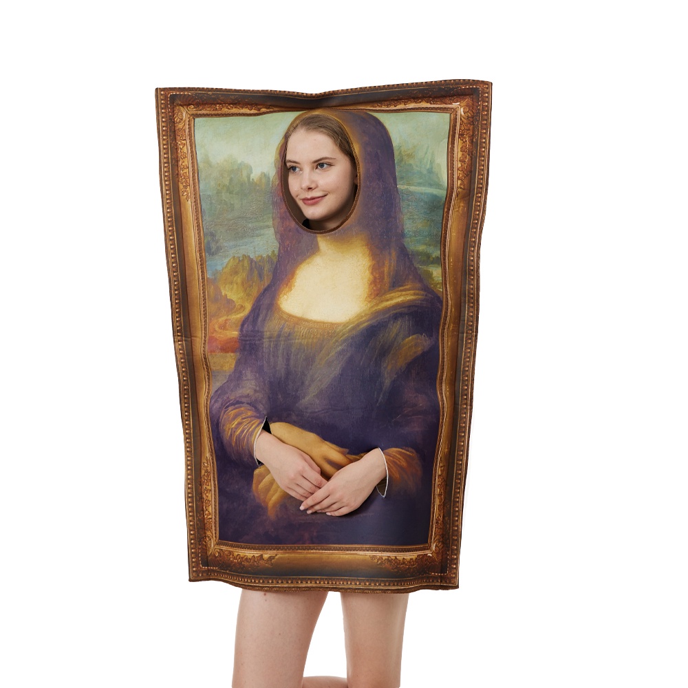 ❤Ready Stock❤Women Mona Lisa Halloween Costume Adult Funny Famous Frame Painting Cosplay Outfits Lady Festival Party Stage Show Fancy Dress up Props
