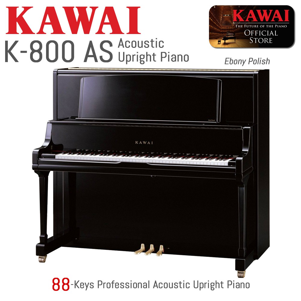 (Brand New) Kawai K-800 AS Professional Acoustic Upright Piano - Ebony ...