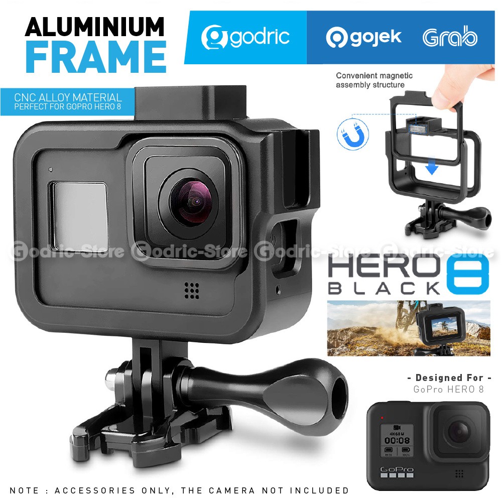 Gopro Hero 8 Black Aluminum Metal Case Casing With Extension Frame For Vlog Mic Led Vlogging Shopee Malaysia
