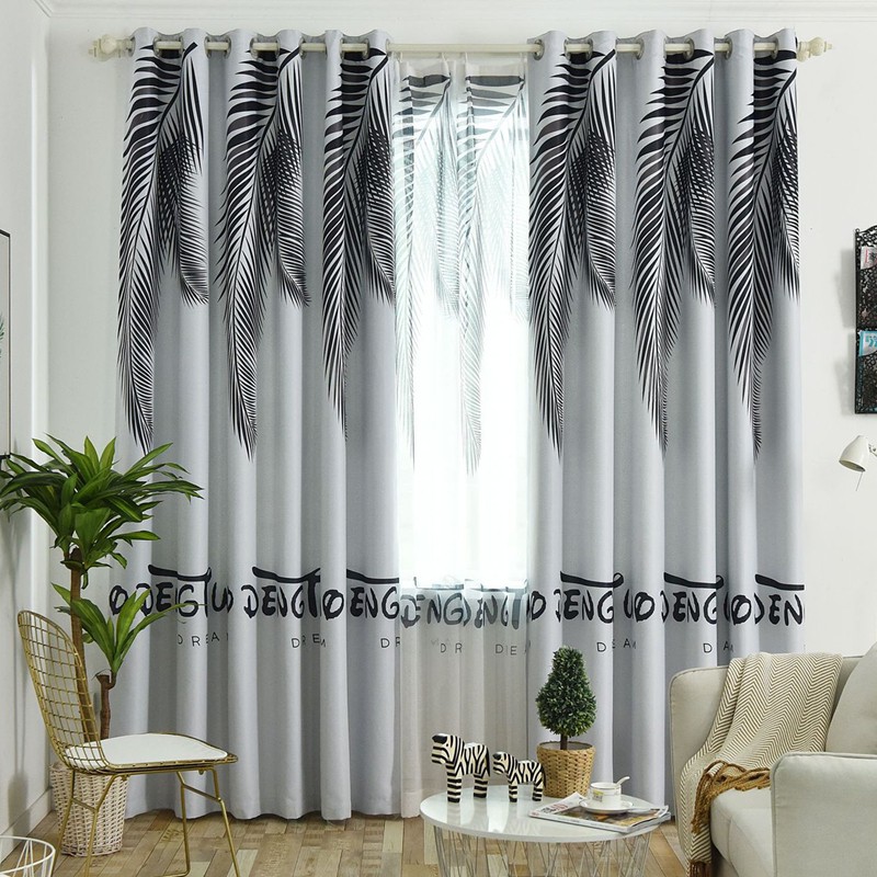 black window curtains