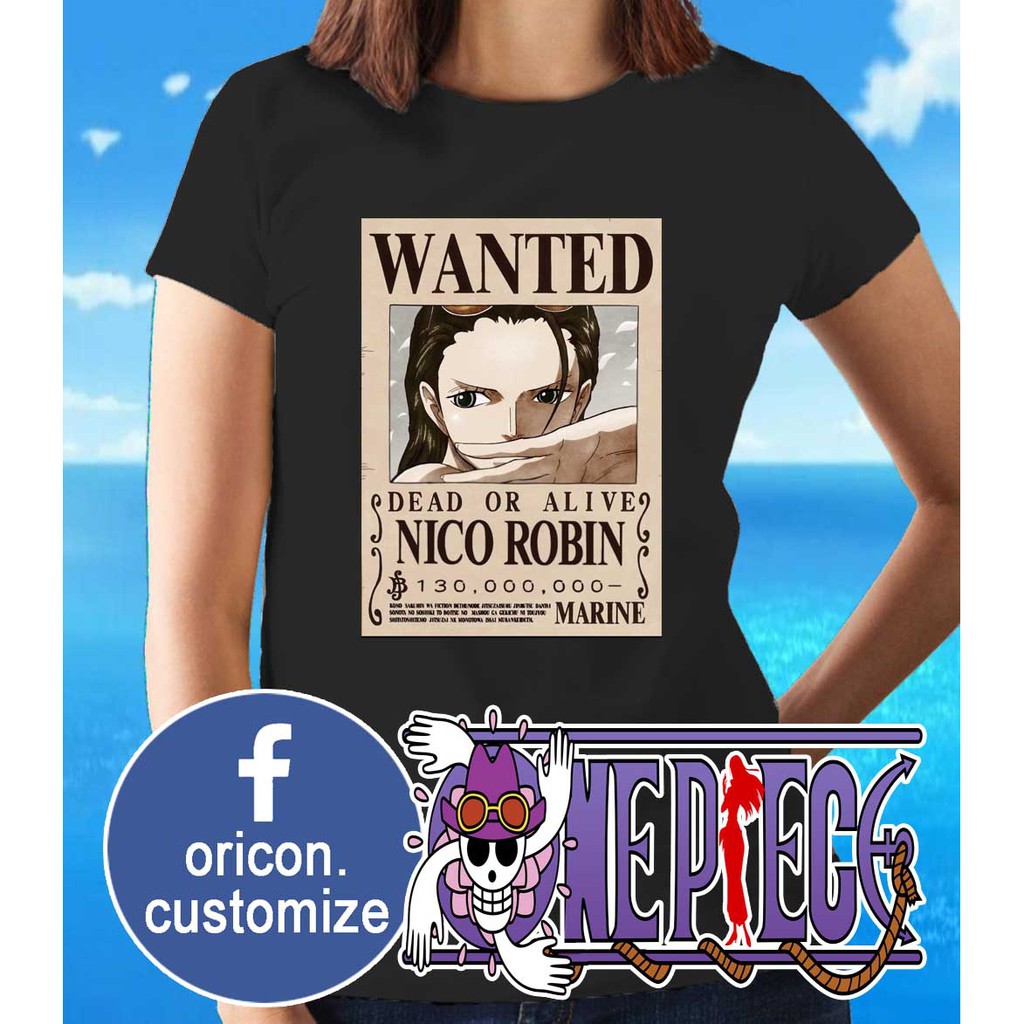 Op One Piece T Shirt Nico Robin Wanted Poster Anime Tshirt Cartoon 海贼王 Japan Tokyo Harajuku Shopee Malaysia