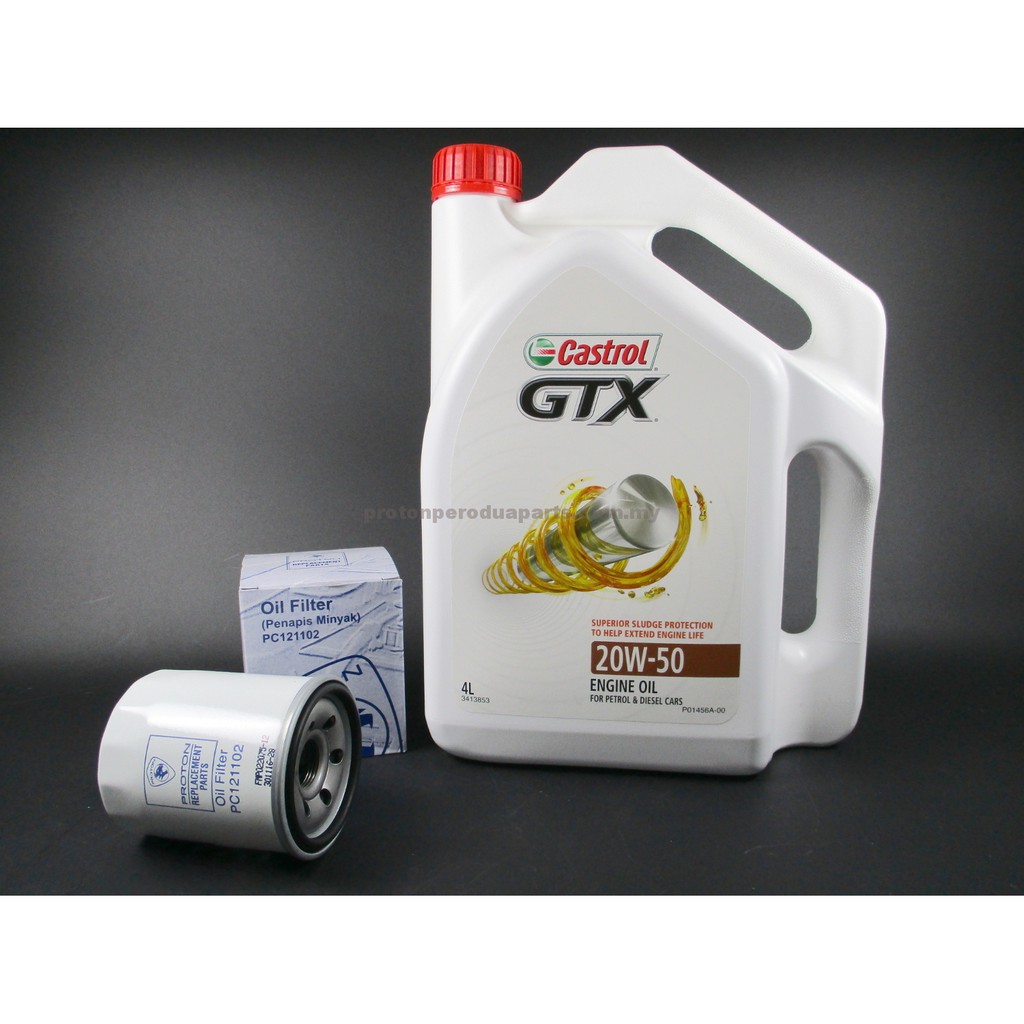 Castrol Gtx 20w 50 Engine Oil 4 Litres Minyak Enjin 20 50 Oil Filter For Proton Cars Minyak Hitam Shopee Malaysia