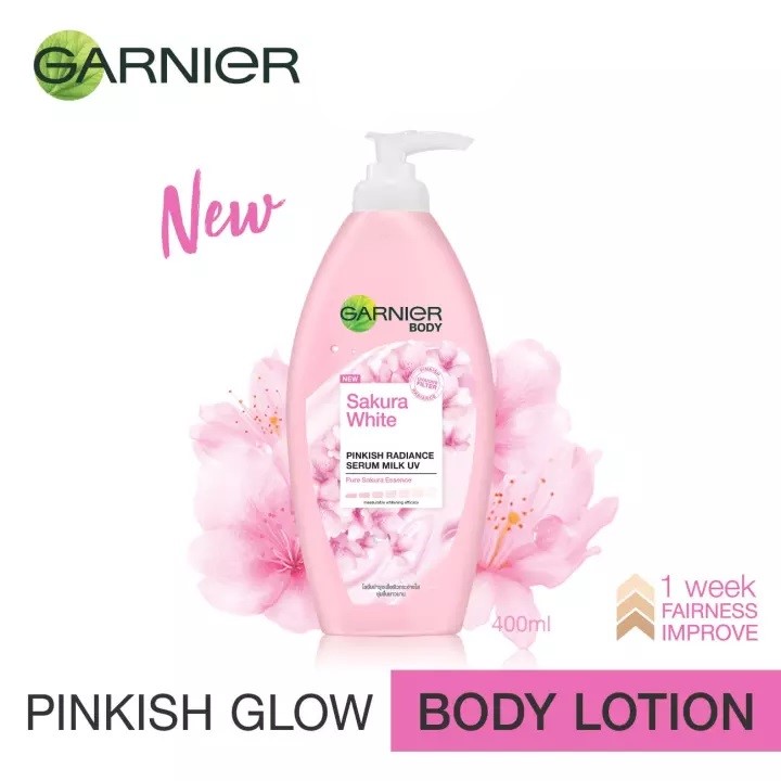 Garnier Sakura White Pinkish Radiance Serum Milk UV Body Lotion 400ml