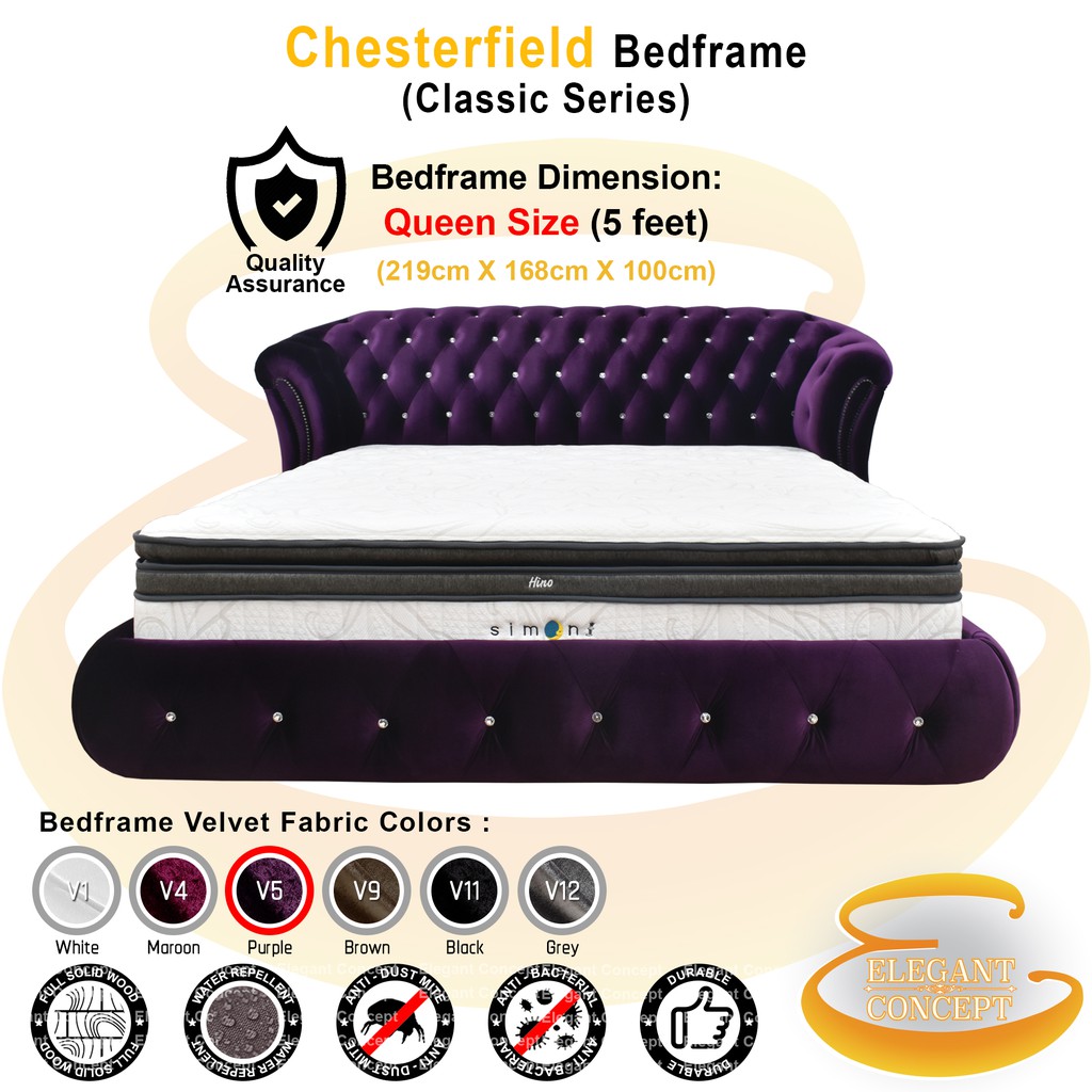 (Premium Edition) Chesterfield (Queen / King Size) Bedframe Katil with