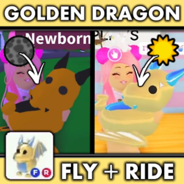 Adopt Me Legendary Golden Dragon Fly Ride Fr Shopee Malaysia - details about roblox adopt me legendary flyride neon frost dragon