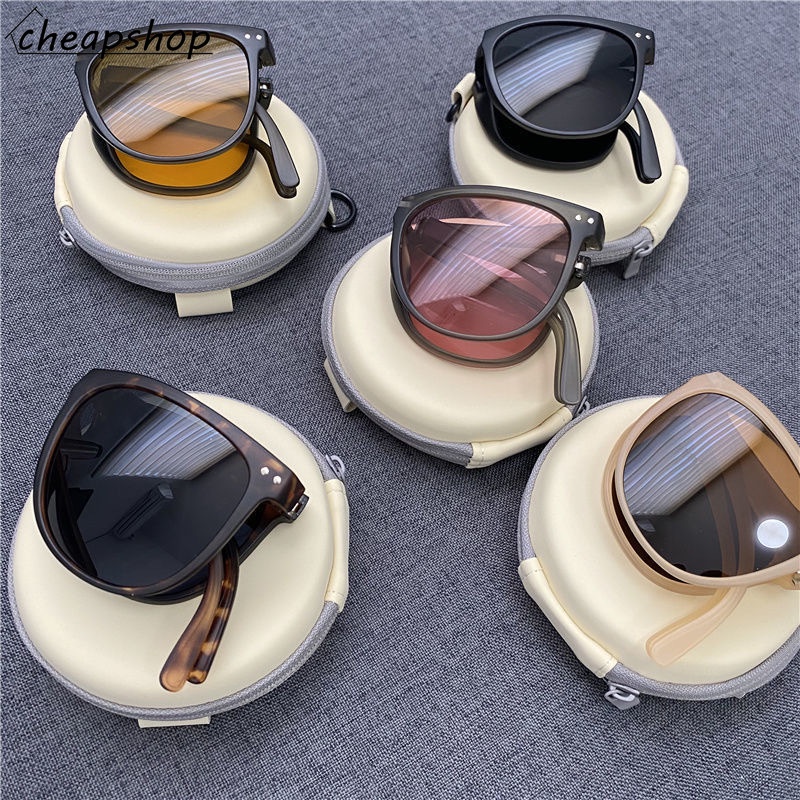Vintage Folding Polarized Sunglasses Korean Cycling Driving Sun glasses for Women Accessories Jewelry