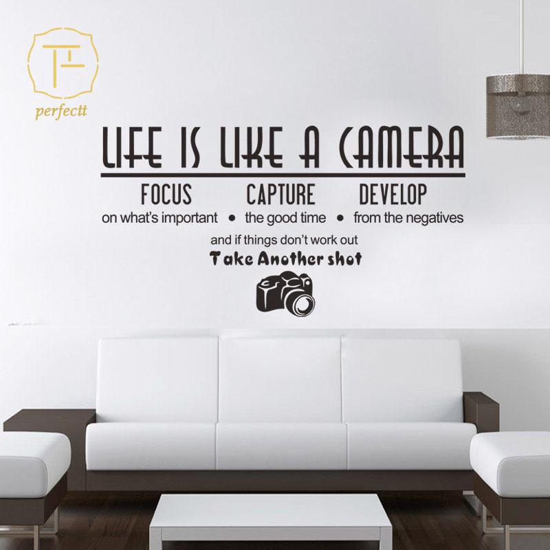 Creative Life Is Like A Camera Quote Wall Stickers Home Decals