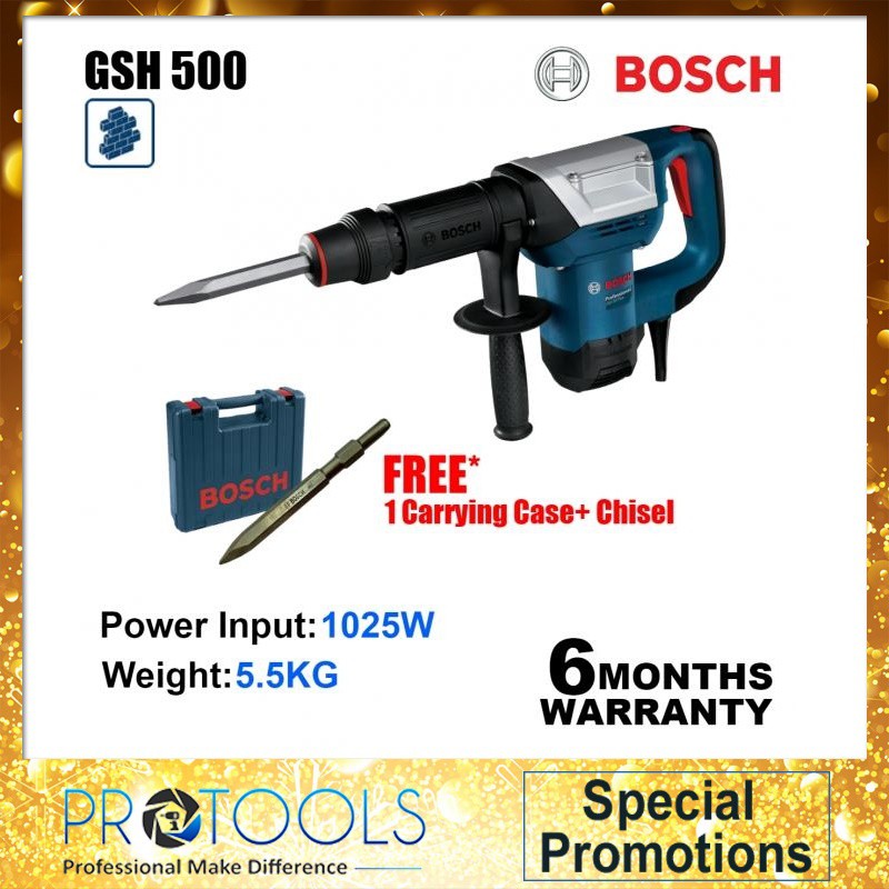 Bosch Gsh500 Demolition Hammer With Hex Chisel Set Shopee Malaysia