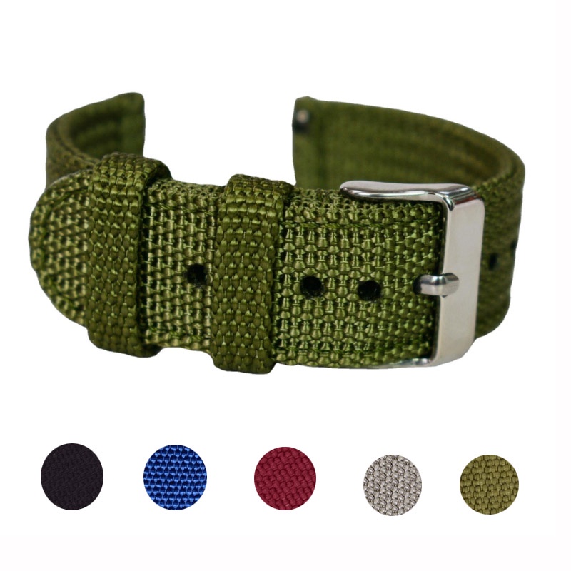 High Quality Nylon Strap 18mm 20mm 22mm 24mm Quick Release Watch Bracelet Canvas Wrist Band Army Green Brown Universal Belt Strainght End