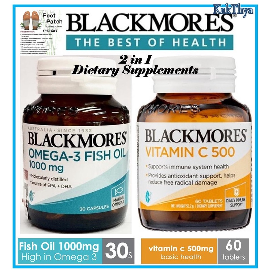 Suplemen Pemakanan 2 dalam 1 Blackmores Omega 3 Fish Oil 1000mg 30's