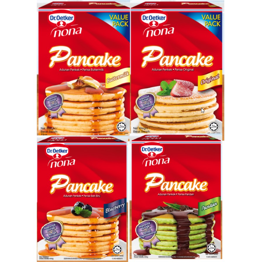 [READY STOCK] NONA Dr Oetker 400gm/1kg Pancake Pandan Blueberry