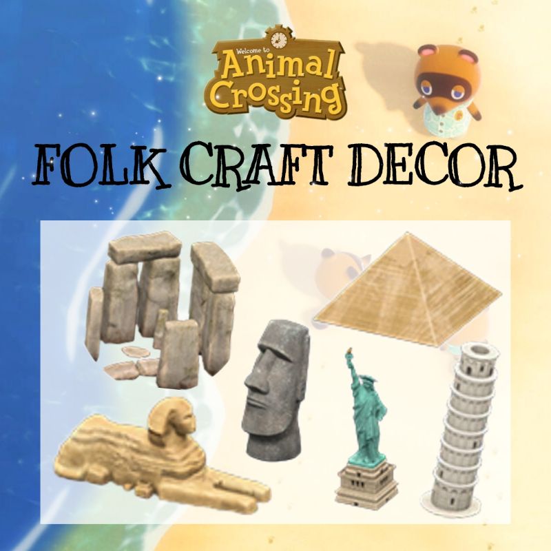 Animal Crossing New Horizon FOLK CRAFT DECOR tower of pisa /stonehenge