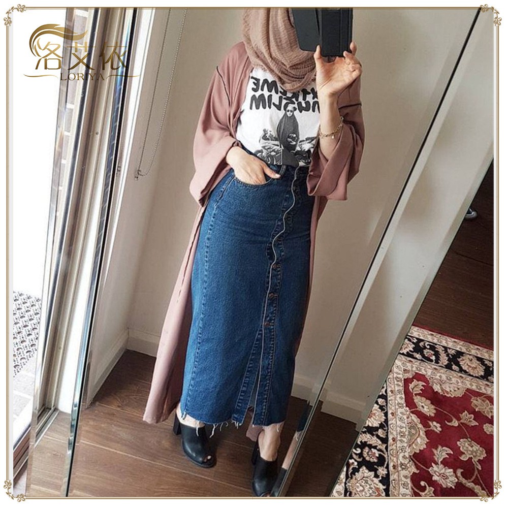 skirt jeans labuh muslimah