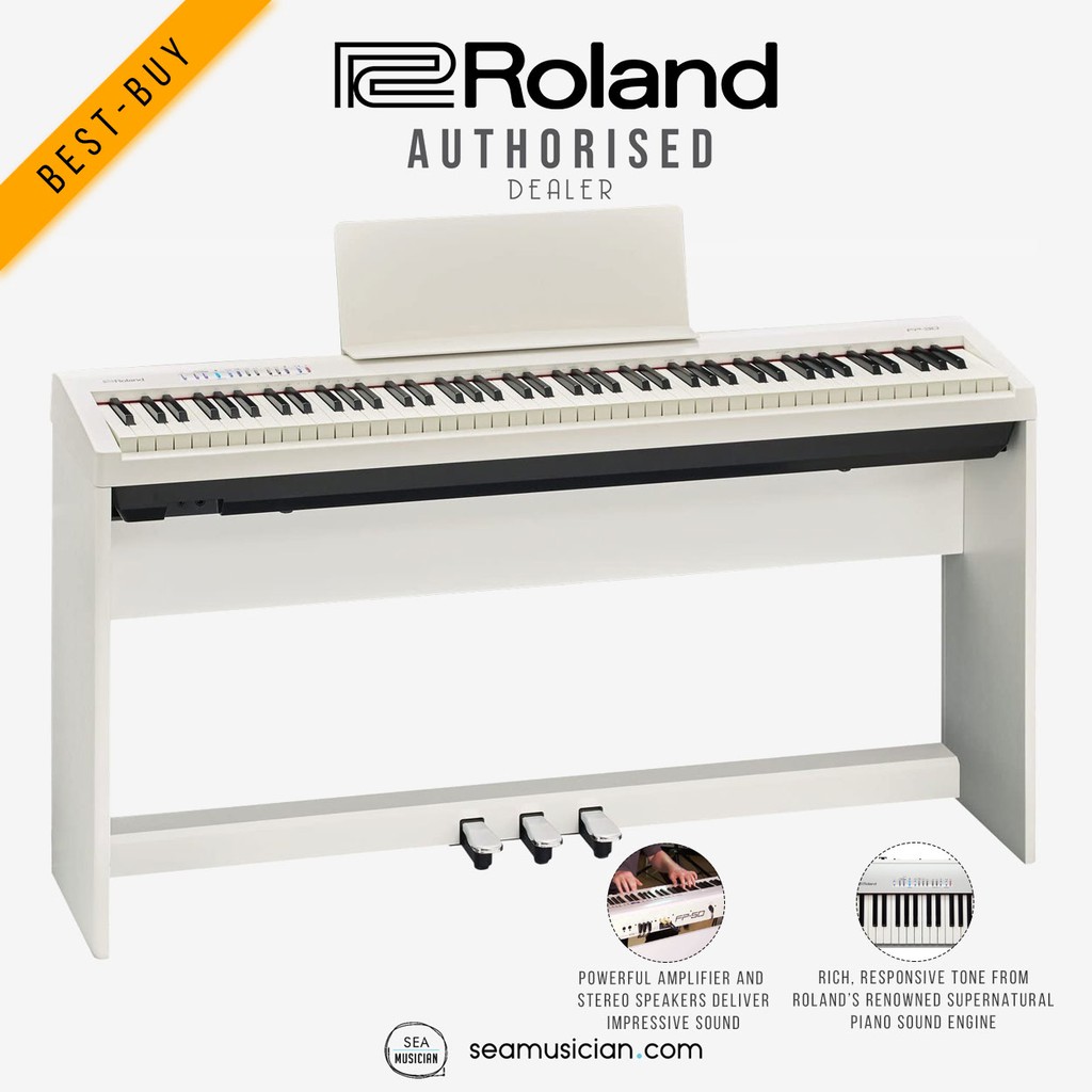 Roland Fp30 Digital Piano With Stand And Sustain Pedal Color White Shopee Malaysia