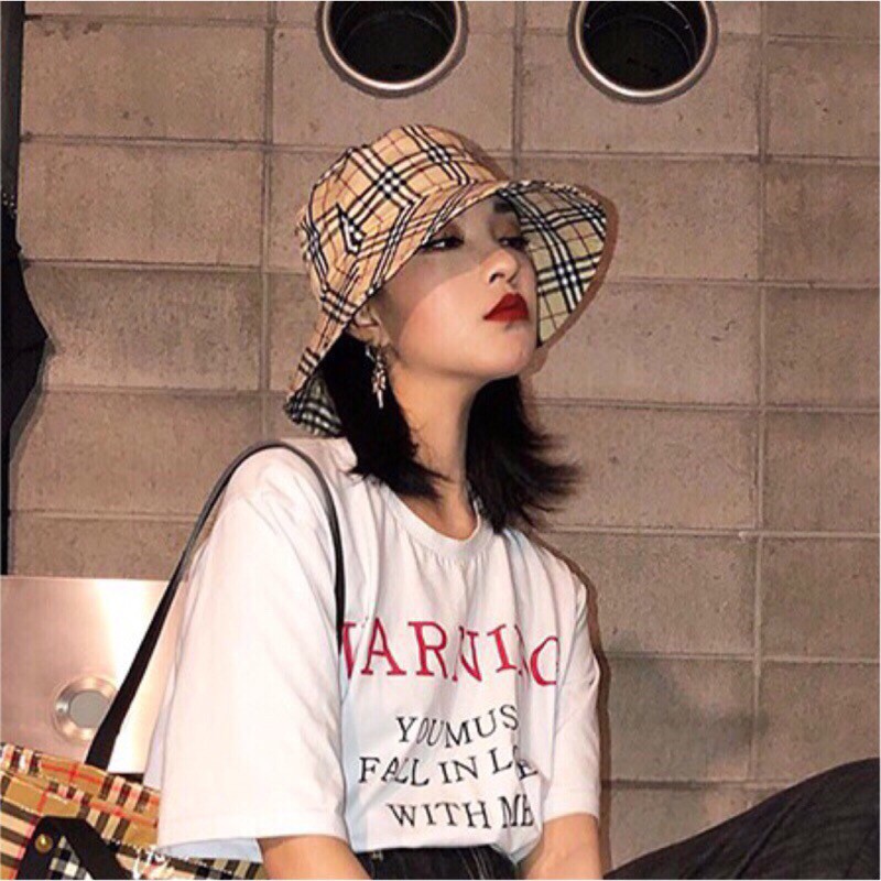 Korean Burberry Style Plaid Wide Brim Bucket fishing Fisherman Sun Hats  Caps | Shopee Malaysia