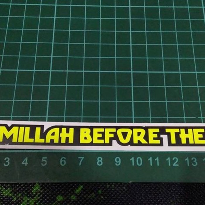 Cutting Sticker Visor Top Bismillah Before The Race Yellow Fluo